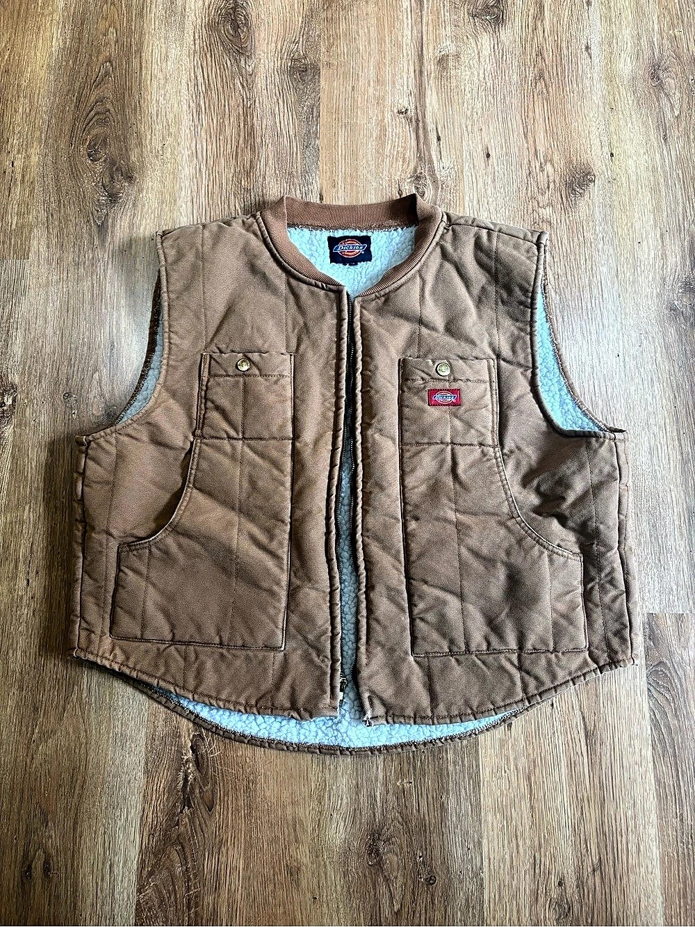 Dickies Men's Rinsed Brown Brushed Sherpa Duck Work Vest Brown XL